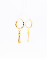 22K Gold Fancy Hoop Earrings with Hanging Jhumka Drops
