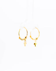 22K Gold Small Fancy Hoop Earrings | Delicate Hanging Gold Hoops NZ