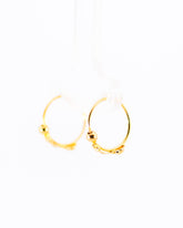 22K Yellow Gold Small Fancy Hoop Earrings with Minimalist Bead Accents