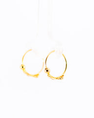 22K Yellow Gold Small Fancy Hoop Earrings with Minimalist Bead Accents
