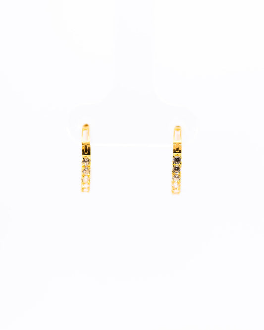 22K Gold Huggie Earrings | Small Hoop Earrings with Clear CZ Stones NZ