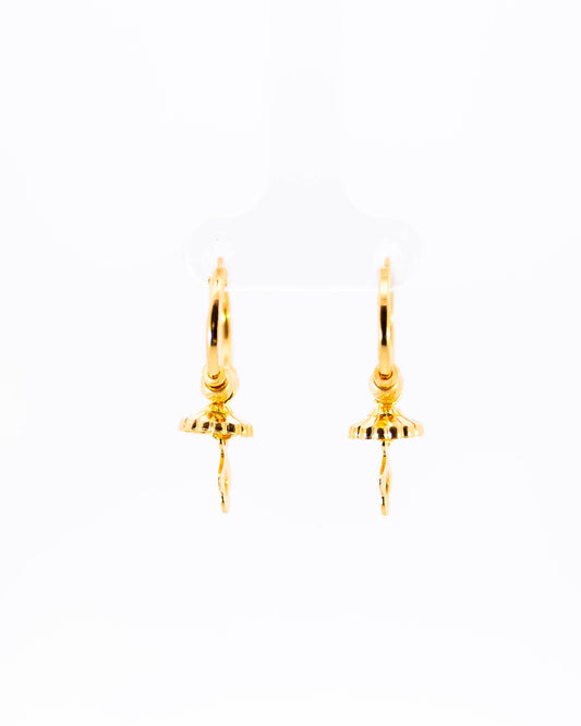 22K Yellow Gold Fancy Hoop Earrings with Jhumka-Style Hanging Drops
