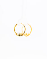 22K Yellow Gold Delicate Fancy Hoop Earrings with Textured Stations