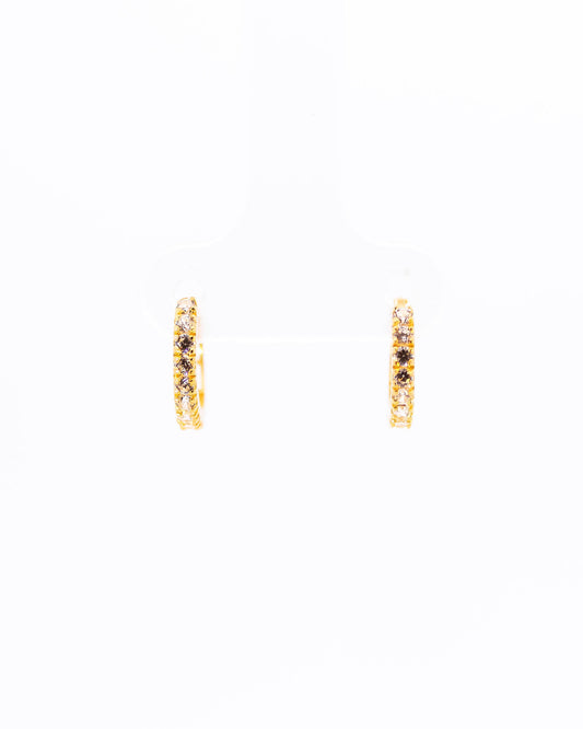 22K Gold Huggie Earrings | Small Hoop Earrings with Clear CZ Stones NZ