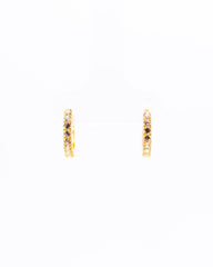 22K Gold Huggie Earrings | Small Hoop Earrings with Clear CZ Stones NZ