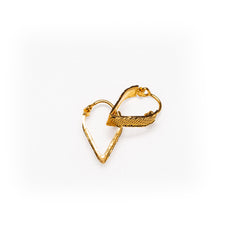 22K Yellow Gold Geometric V-Shape Broad Bali Hoop Earrings | 3.07g High-Purity Solid Gold, Intricate Diamond-Cut Textured Chevron Fine Jewelry