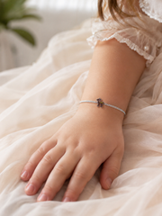 Sterling Silver Enamel Fawn Deer Kids Bracelet | Delicate High-Polish Minimalist Curb Chain Children's Woodland Keepsake Jewelry
