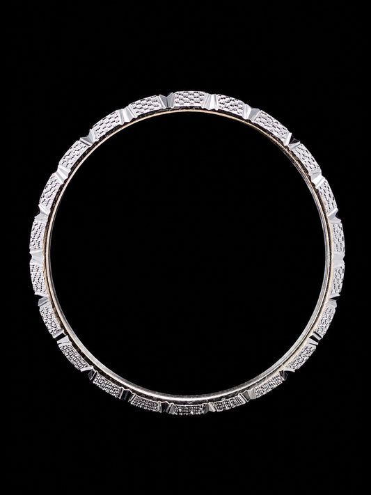 Solid Sterling Silver Men's Faceted Bangle | 70mm Luxury Silver Kada