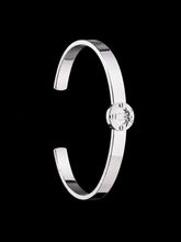 Men's Sterling Silver Cuff Bracelet | 925 Silver Signet Crest Open Bangle