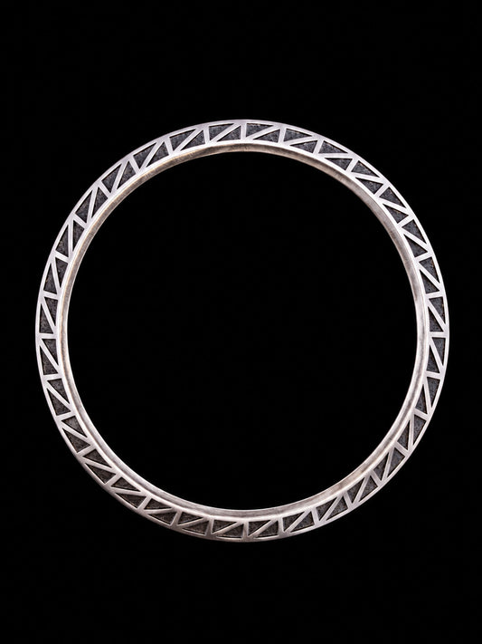 Men's Oxidized Tribal Sterling Silver Bangle | 925 Chevron Kada 69.9mm