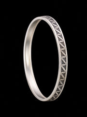Men's Oxidized Tribal Sterling Silver Bangle | 925 Chevron Kada 69.9mm