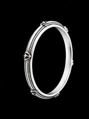 Men's Rope Inlay Sterling Silver Bangle | 925 Silver Studded Kada 73mm