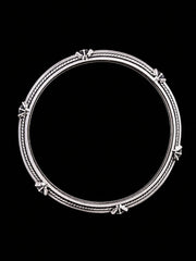 Men's Rope Inlay Sterling Silver Bangle | 925 Silver Studded Kada 73mm