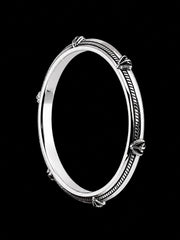 Men's Rope Inlay Sterling Silver Bangle | 925 Silver Studded Kada 73mm
