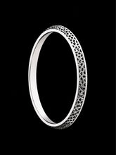 Men's Industrial Grooved Sterling Silver Bangle | 925 Mechanical Ridge Kada 66.7mm