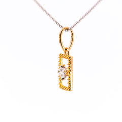 Minimalist 18K Two-Tone Gold Floating Solitaire Diamond Geometric Pendant | 0.02 CT Single VS-GH Accent Stone, 0.5g Dainty Rectangular Everyday Fine Jewelry