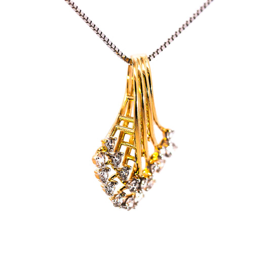 Luxury 18K Yellow Gold Abstract Layered Ribbon Diamond Pendant | 0.35 CT Brilliant VS-GH Diamonds, 17 Hand-Set Stones, Sculptural Contemporary Fine Jewelry