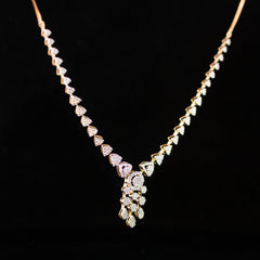 Luxury 18K Yellow Gold Heart Link Diamond Necklace & Earrings Set | 2.35 CTW Brilliant VS-GH Diamonds, 377 Stones, 19.95g Solid Gold Premium High Jewelry Bridal Ensemble