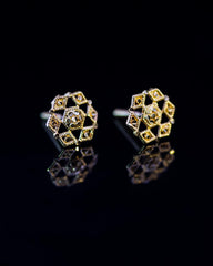 22K Gold Fancy Stud Earrings | Geometric Yellow Gold Filigree Studs NZ