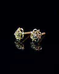 22K Gold Fancy Stud Earrings | Round Yellow Gold Filigree Flower Studs NZ