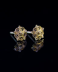 22K Gold Flower Stud Earrings | Yellow Gold Filigree Mandala Studs NZ