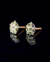 22K Gold Flower Stud Earrings | Yellow Gold Filigree Mandala Studs NZ