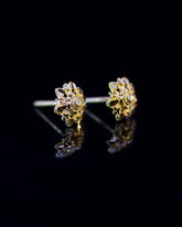 22K Gold Fancy Stud Earrings | Ornate Yellow Gold Textured Flower Studs NZ