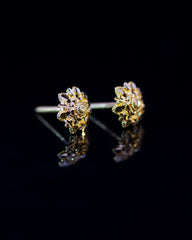 22K Gold Fancy Stud Earrings | Ornate Yellow Gold Textured Flower Studs NZ