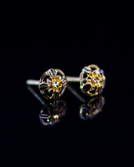 22K Gold Fancy Stud Earrings | Round Yellow Gold Openwork Floral Studs NZ