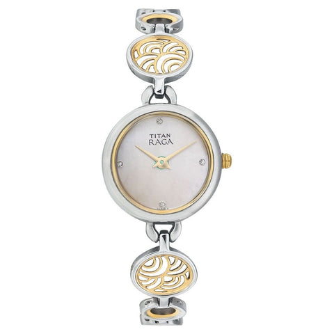 Raga Mother of Pearl Dial Two Toned Metal Strap Watch - 2540YM01