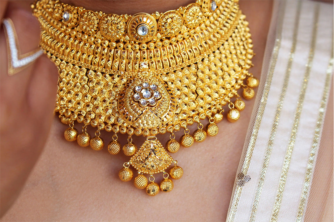 22kt pure gold indian bridal choker jewellery