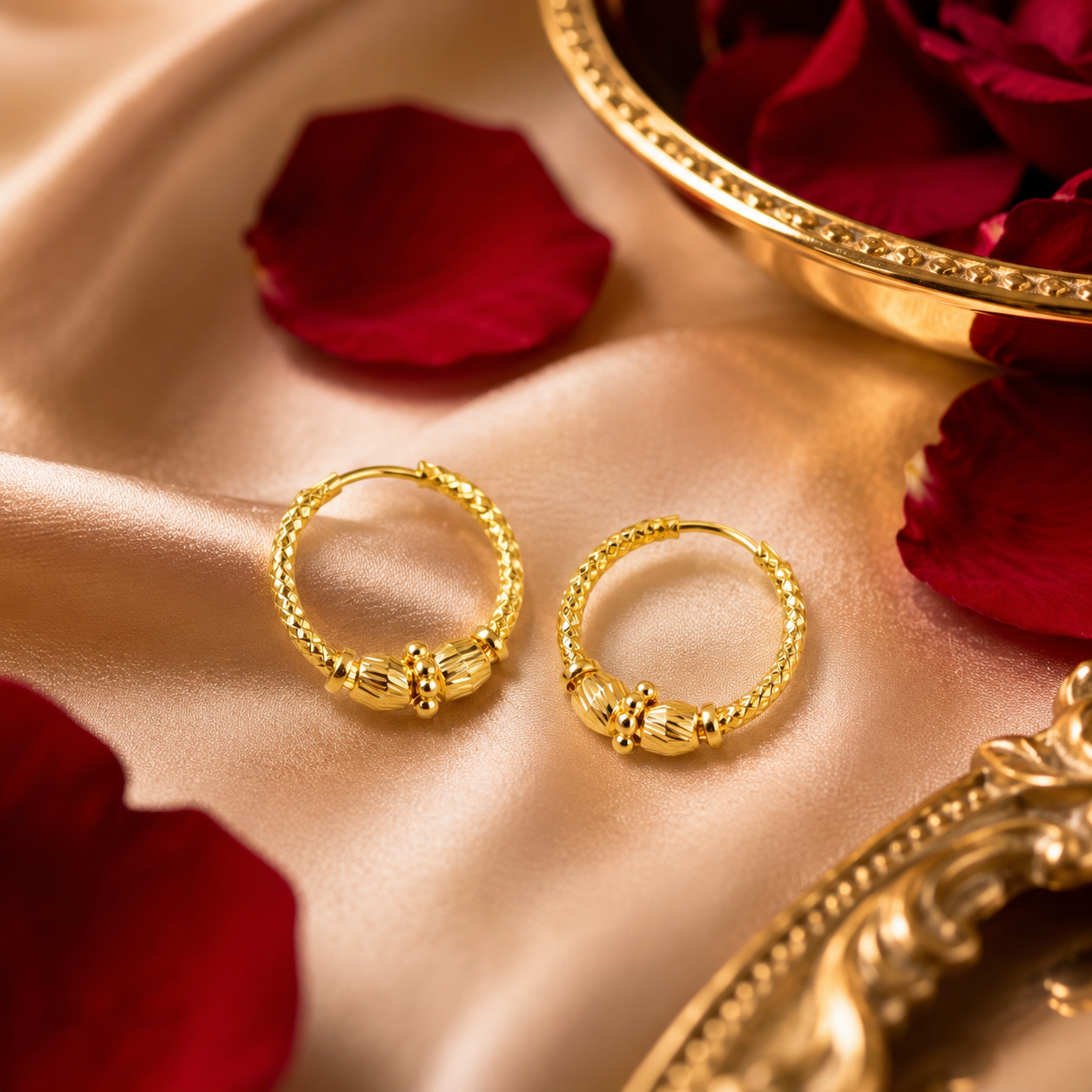 22K Gold Hoop Earring