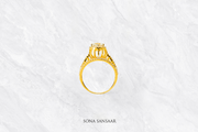 Halo CZ Gold Ring | Sona Sansaar