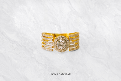 Galaxy CZ Gold Ring | Sona Sansaar