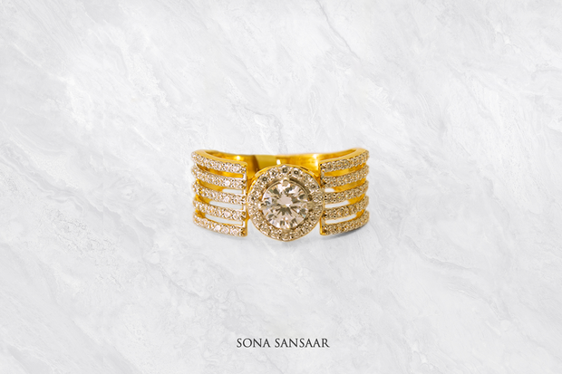 Galaxy CZ Gold Ring | Sona Sansaar