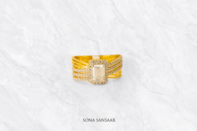 Mirage CZ Gold Ring  | Sona Sansaar