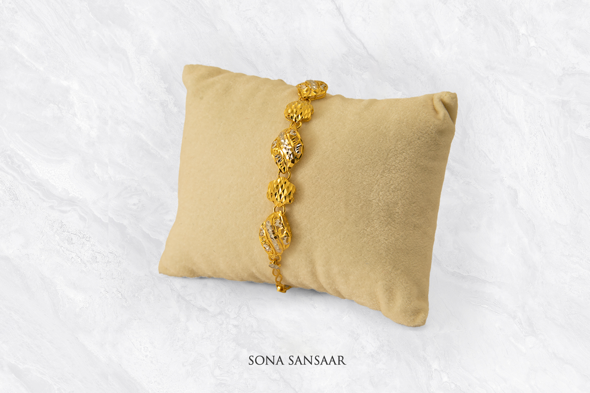 Fancy Two Tone Gold Bracelet | Sona Sansaar