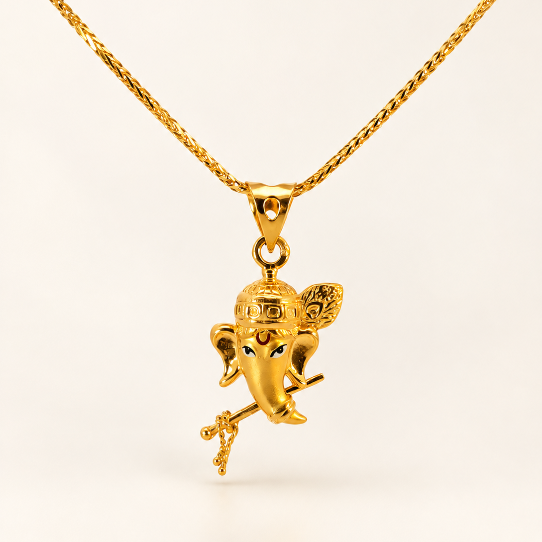 22K Yellow Gold Lord Ganesh Divine Pendant