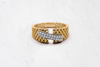 Gold Lattice Diamond Ring