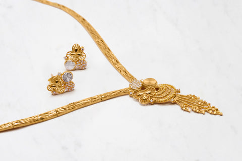 Gold & White Gold Italian Necklace Set
