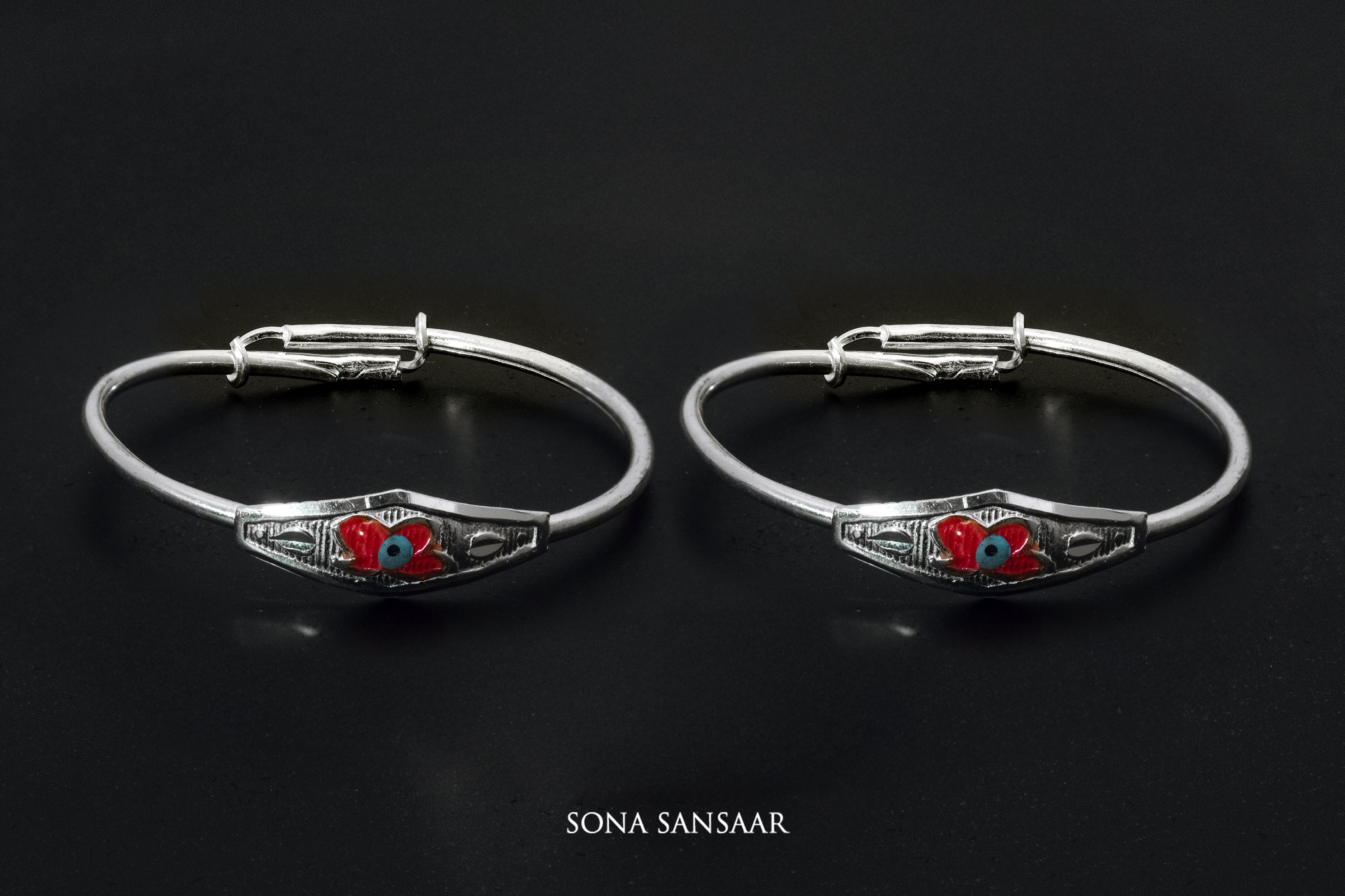 Lucky Bloom Silver Bangle | Sona Sansaar