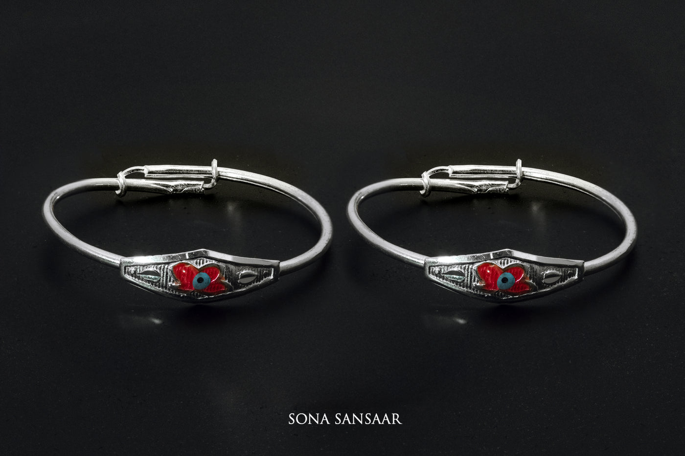 Lucky Bloom Silver Bangle | Sona Sansaar