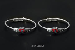 Lucky Bloom Silver Bangle | Sona Sansaar