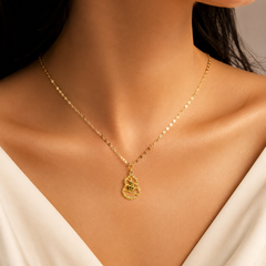 Exquisite 22K Yellow Gold Fancy Delicate Italian Chain with Floral Pendant | 3.58g High-Purity Solid Gold, Intricate Cutout Textured Fine Necklace Set
