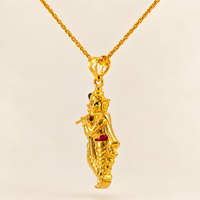 Thumbnail for 22K Yellow Gold Lord Ganesh Krishna Fusion Divine Pendant