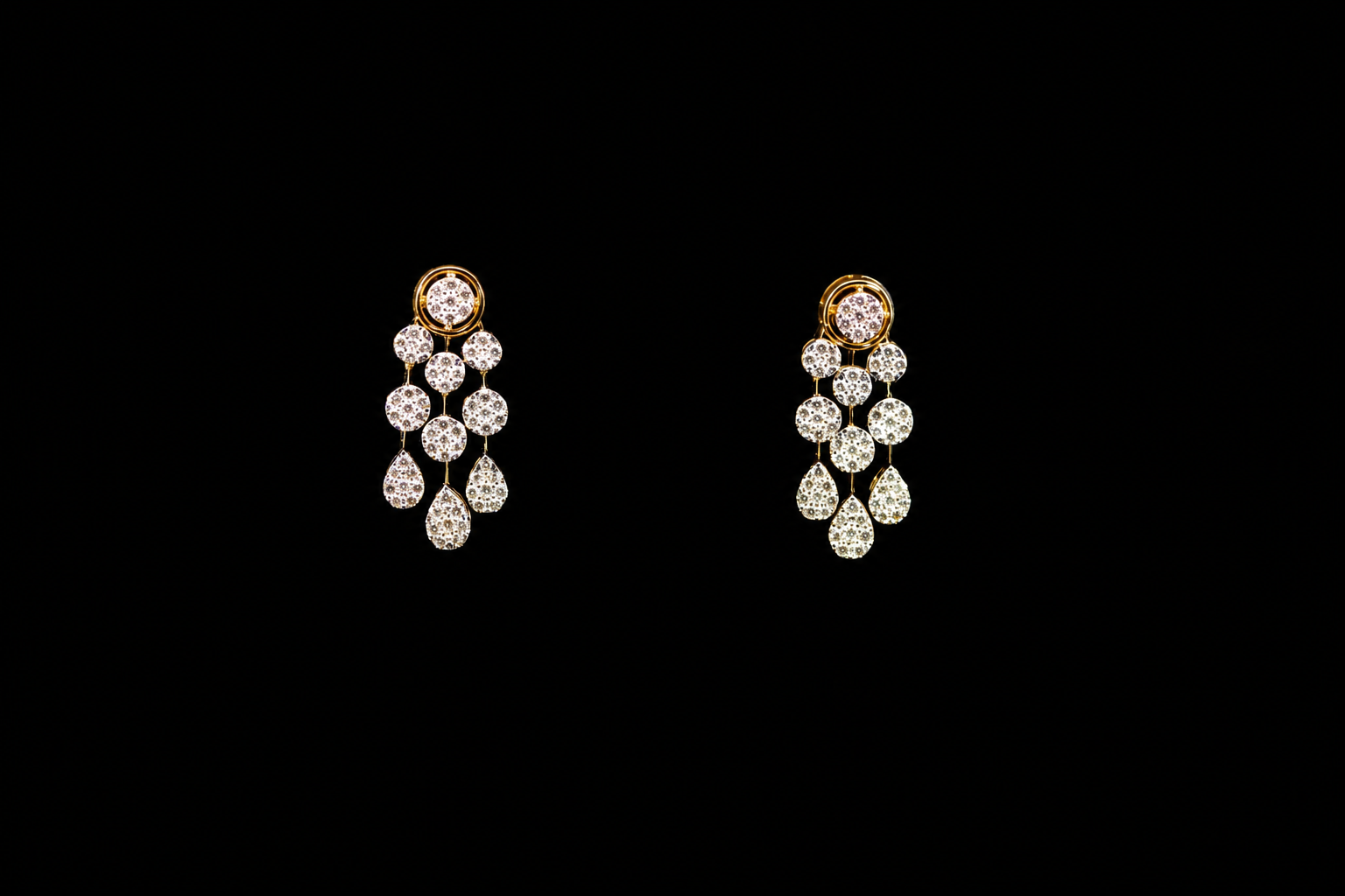 Luxury 18K Yellow Gold Heart Link Diamond Necklace & Earrings Set | 2.35 CTW Brilliant VS-GH Diamonds, 377 Stones, 19.95g Solid Gold Premium High Jewelry Bridal Ensemble