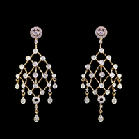 Thumbnail for Luxury 18K Two-Tone Rose and White Gold Lattice Mesh Diamond Necklace & Earrings Set | 3.52 CTW Brilliant VS-GH Diamonds, 566 Stones, 54.53g Solid Gold Premium High Jewellery Bridal Ensemble