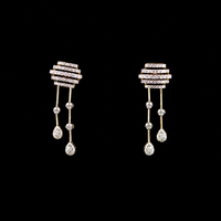 Thumbnail for Luxury 18K Rose Gold Minimalist Geometric Diamond Necklace & Earrings Set | 1.43 CTW Brilliant VS-GH Diamonds, 192 Stones, 13.28g Solid Gold Premium High Jewelry Bridal Ensemble