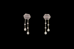 Luxury 18K Rose Gold Minimalist Geometric Diamond Necklace & Earrings Set | 1.43 CTW Brilliant VS-GH Diamonds, 192 Stones, 13.28g Solid Gold Premium High Jewelry Bridal Ensemble