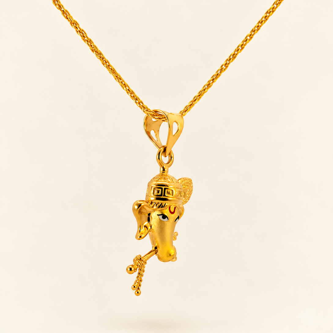 22K Yellow Gold Lord Ganesh Divine Pendant